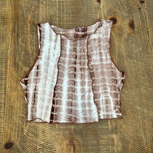 Amazon Lettuce Trim Contrast Stitch Tie Dye Crop Top